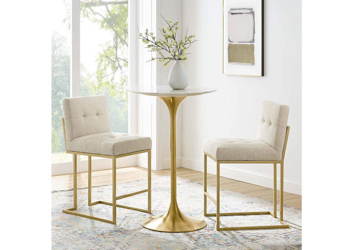 EEI-5571-GLD-BEI Privy Upholstered Fabric Counter Stool Set Of 2 By Modway
