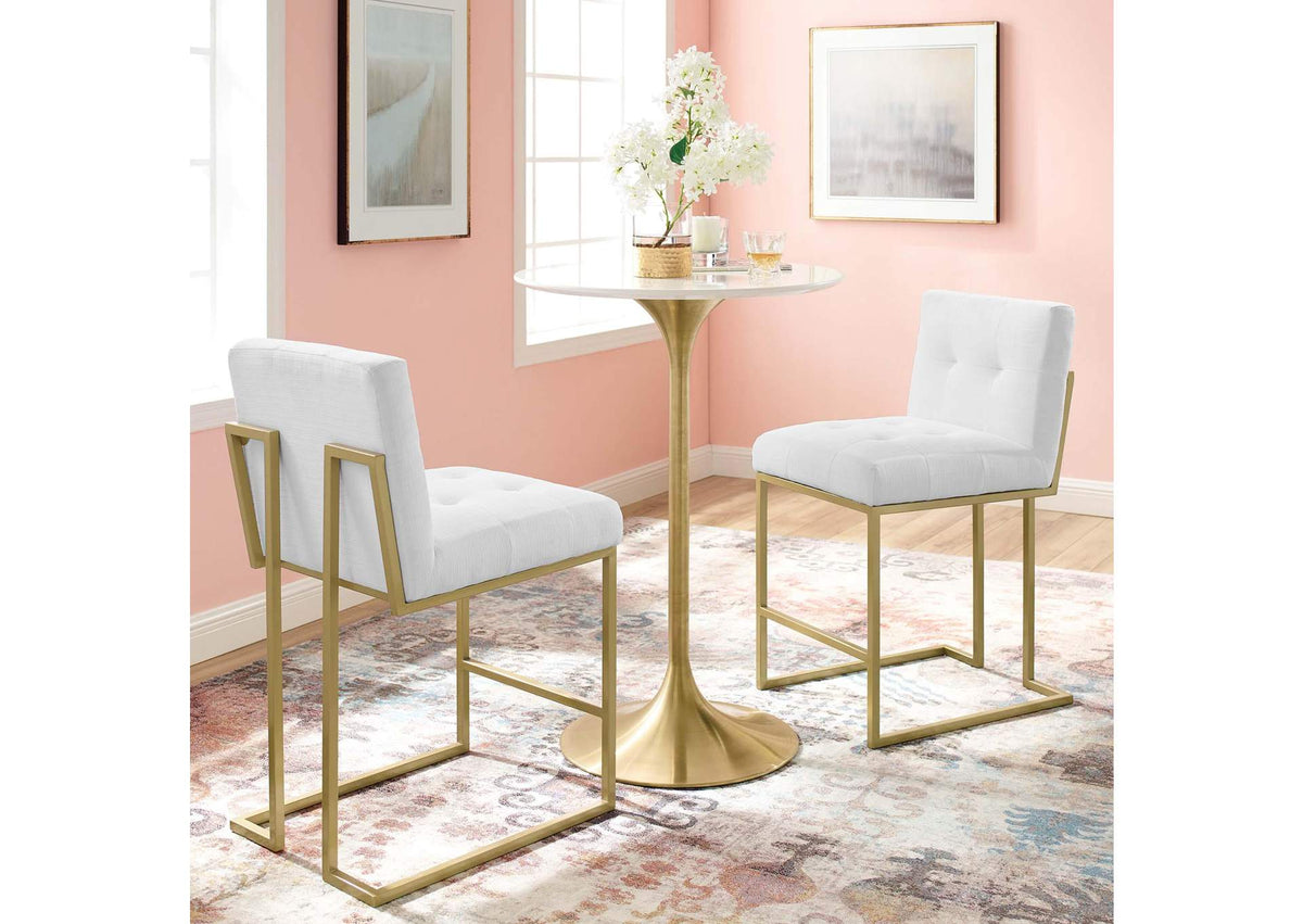 EEI-5571-GLD-WHI Privy Upholstered Fabric Counter Stool Set Of 2 By Modway