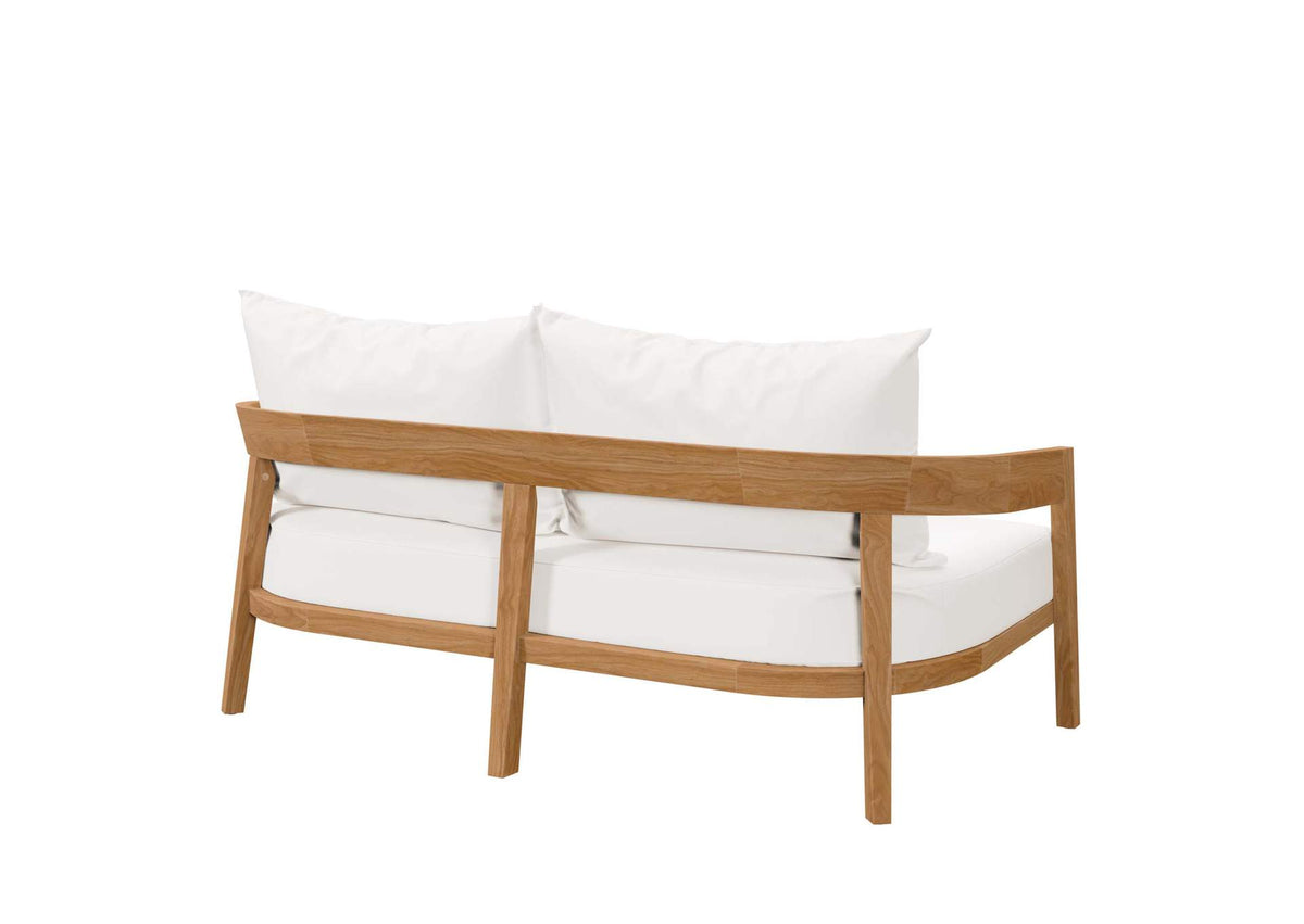 EEI-5601-NAT-WHI Brisbane Teak Wood Outdoor Patio Loveseat By Modway