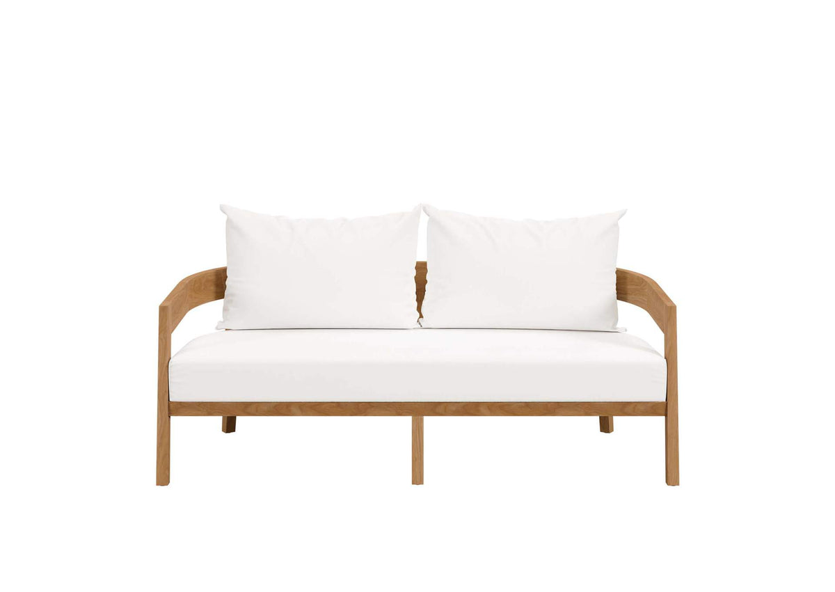 EEI-5601-NAT-WHI Brisbane Teak Wood Outdoor Patio Loveseat By Modway
