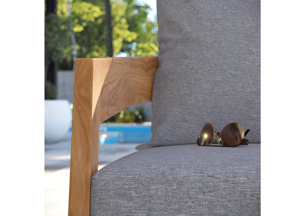 EEI-5602-NAT-GRY Brisbane Teak Wood Outdoor Patio Armchair By Modway