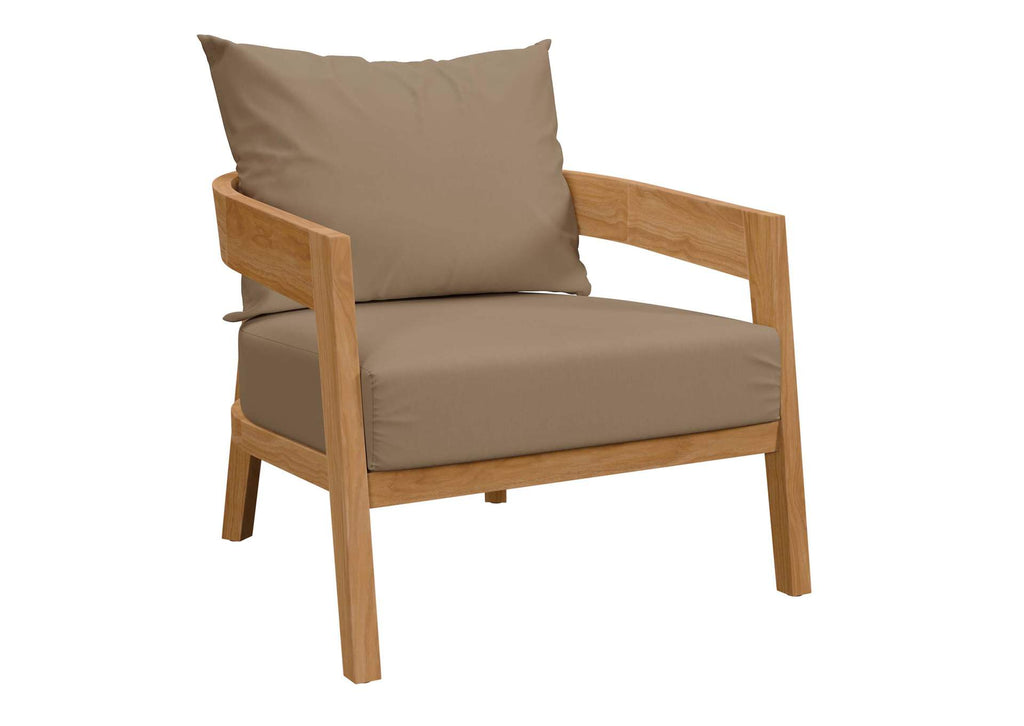 EEI-5602-NAT-LBR Brisbane Teak Wood Outdoor Patio Armchair By Modway