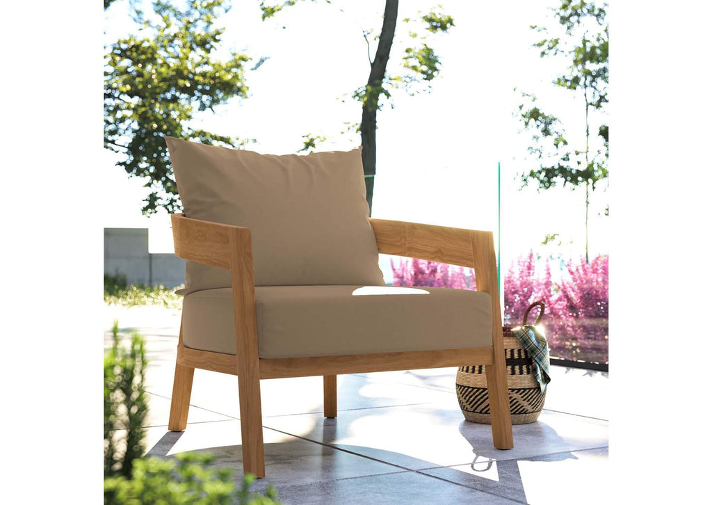 EEI-5602-NAT-LBR Brisbane Teak Wood Outdoor Patio Armchair By Modway