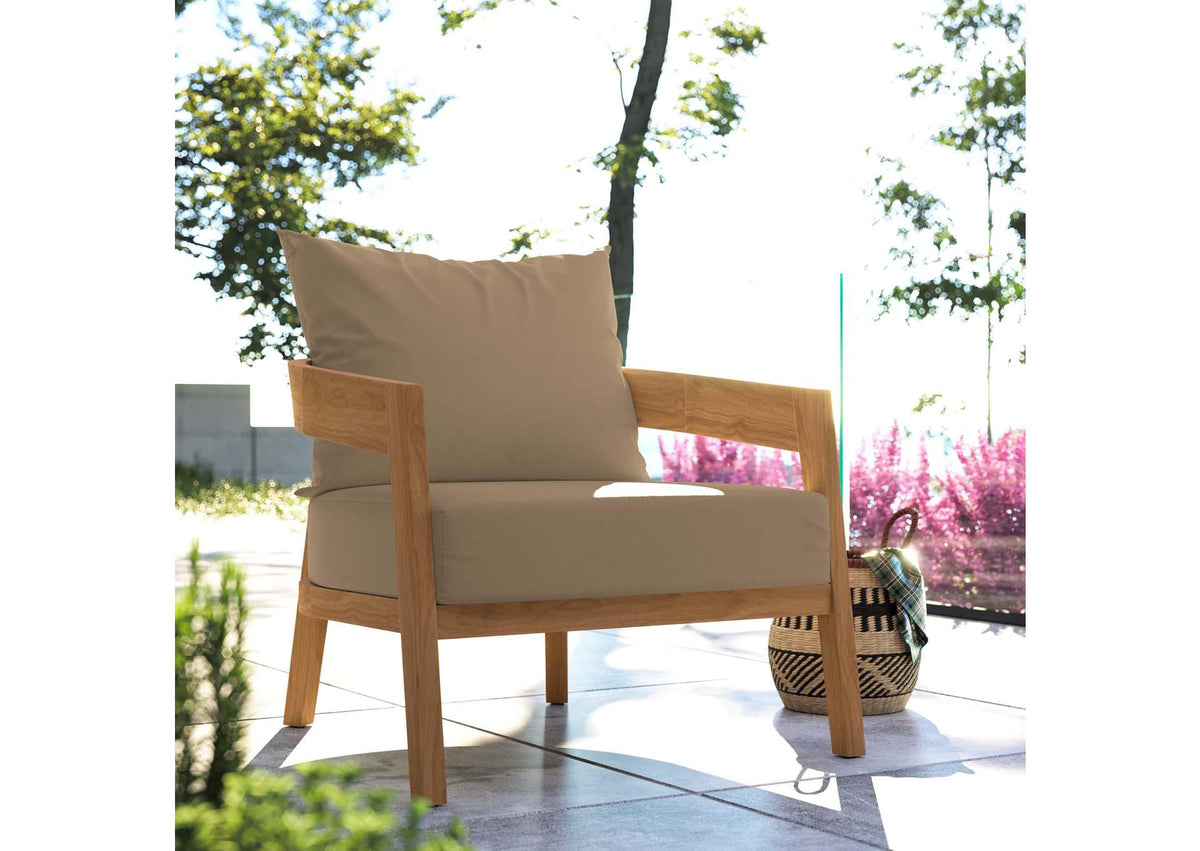 EEI-5602-NAT-LBR Brisbane Teak Wood Outdoor Patio Armchair By Modway