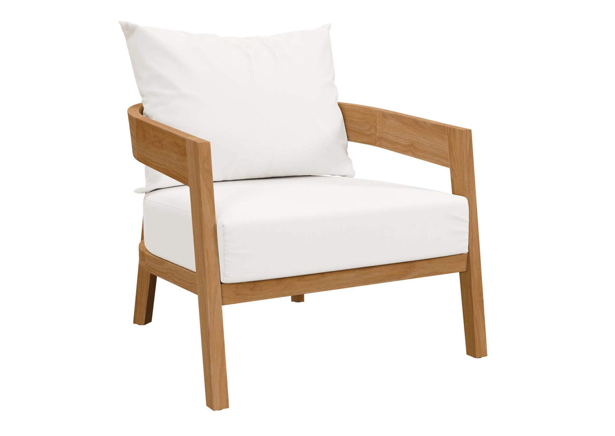 EEI-5602-NAT-WHI Brisbane Teak Wood Outdoor Patio Armchair By Modway
