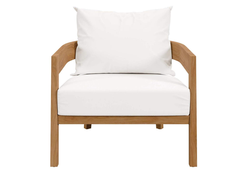 EEI-5602-NAT-WHI Brisbane Teak Wood Outdoor Patio Armchair By Modway