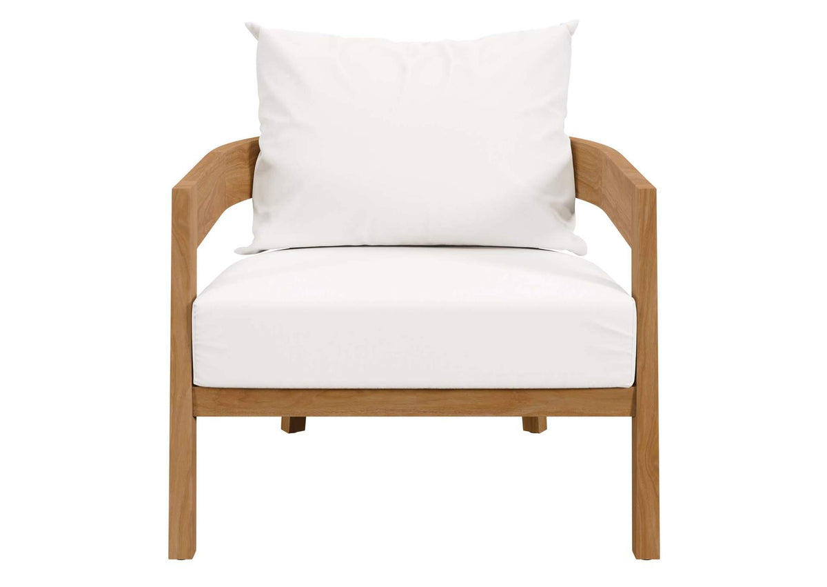 EEI-5602-NAT-WHI Brisbane Teak Wood Outdoor Patio Armchair By Modway