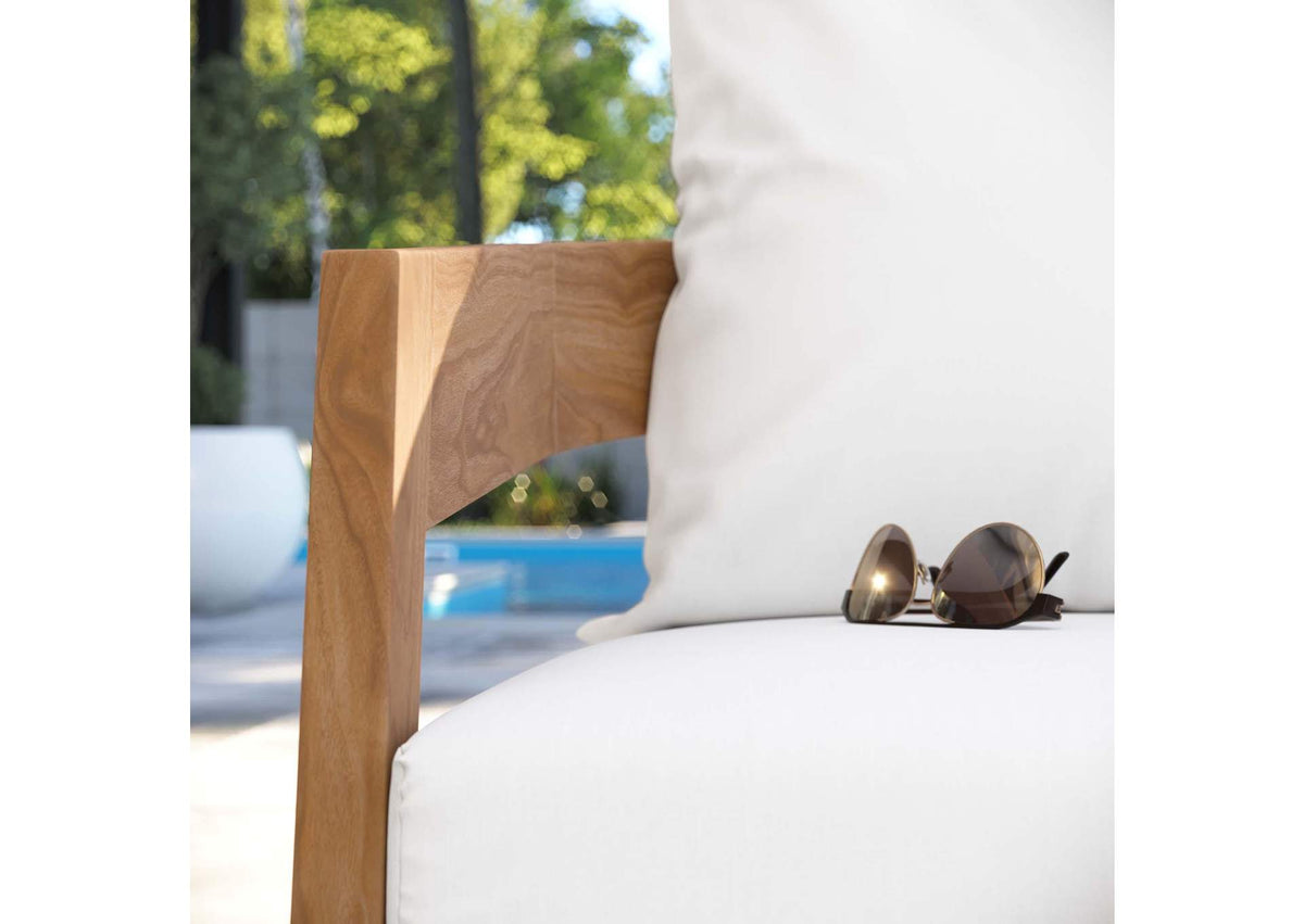 EEI-5602-NAT-WHI Brisbane Teak Wood Outdoor Patio Armchair By Modway