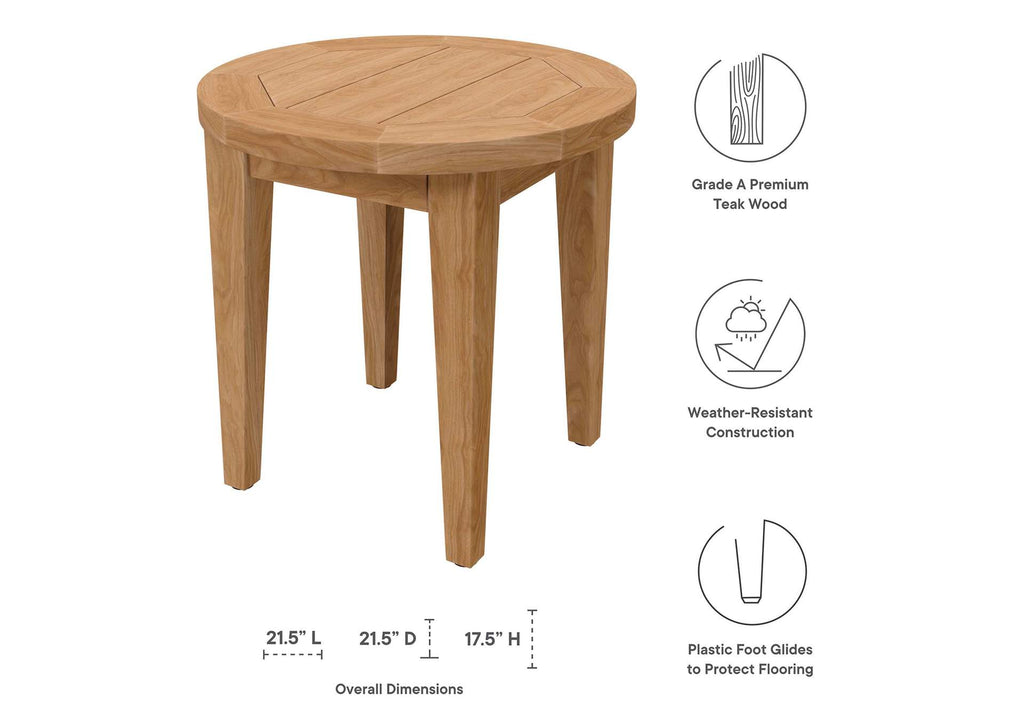 EEI-5604-NAT Brisbane Teak Wood Outdoor Patio Side Table By Modway