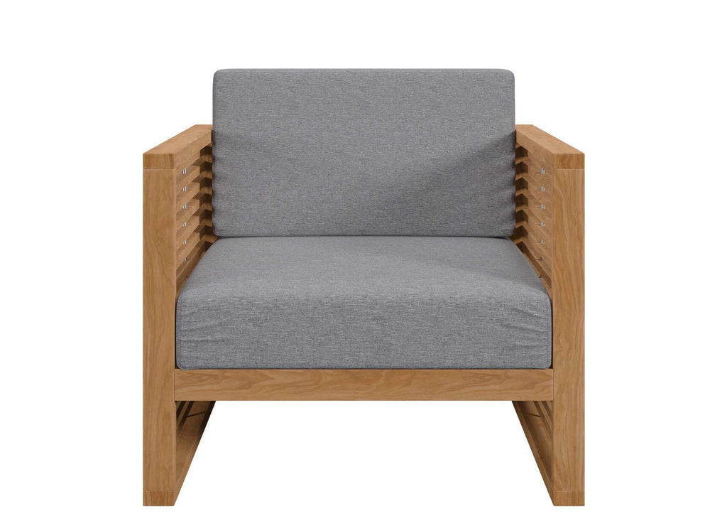 EEI-5606-NAT-GRY Carlsbad Teak Wood Outdoor Patio Armchair By Modway