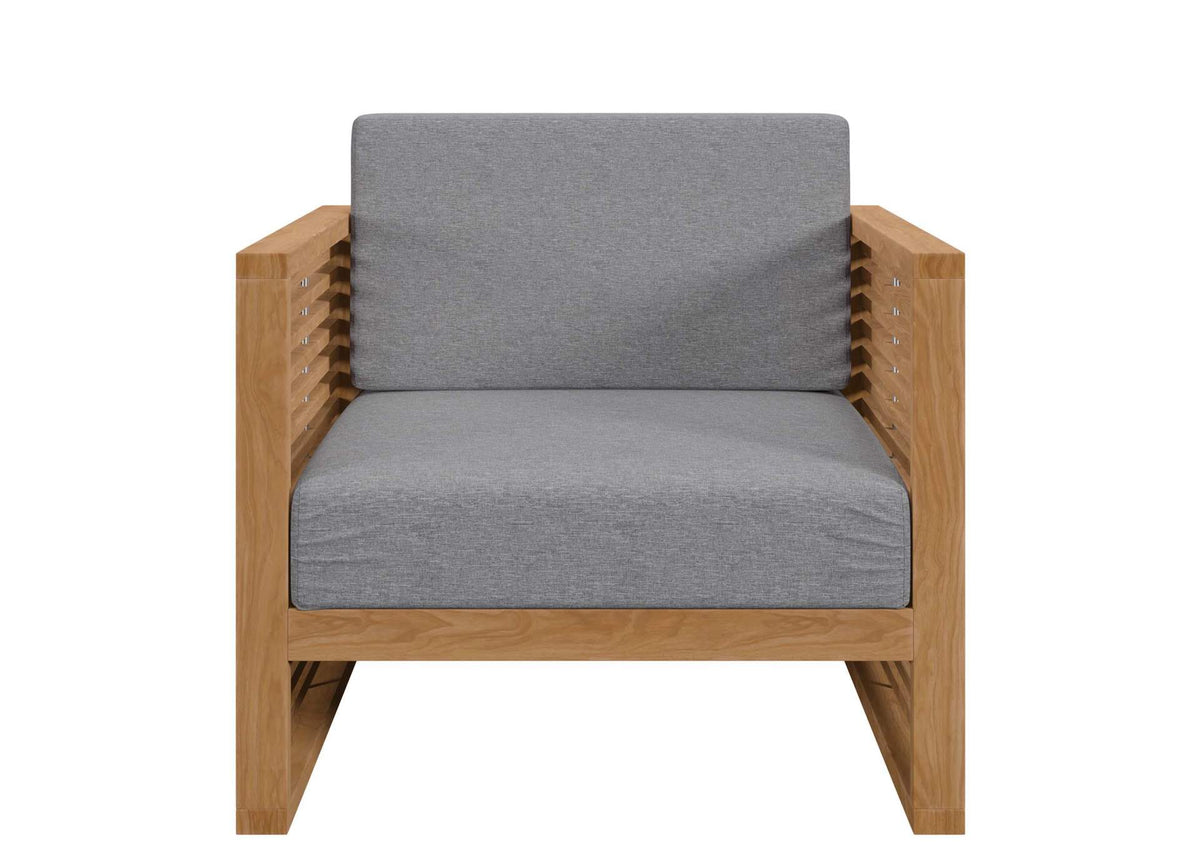 EEI-5606-NAT-GRY Carlsbad Teak Wood Outdoor Patio Armchair By Modway