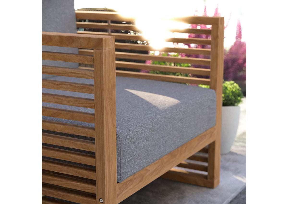 EEI-5606-NAT-GRY Carlsbad Teak Wood Outdoor Patio Armchair By Modway