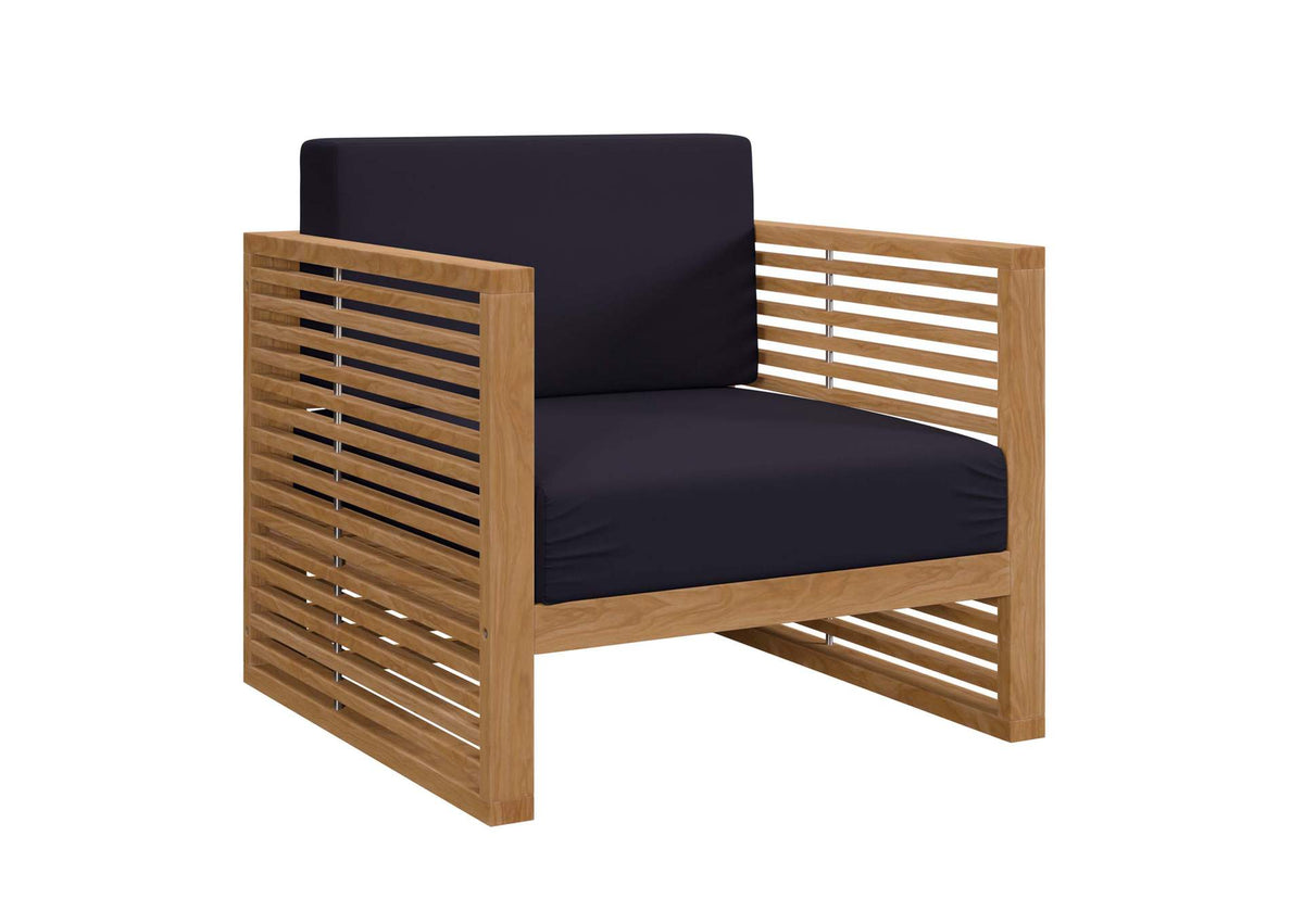 EEI-5606-NAT-NAV Carlsbad Teak Wood Outdoor Patio Armchair By Modway