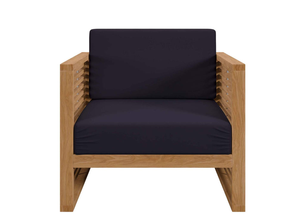 EEI-5606-NAT-NAV Carlsbad Teak Wood Outdoor Patio Armchair By Modway