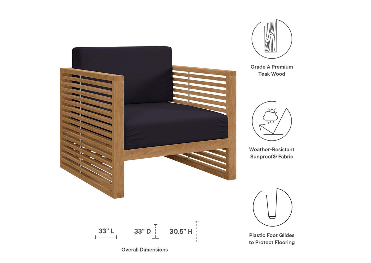 EEI-5606-NAT-NAV Carlsbad Teak Wood Outdoor Patio Armchair By Modway