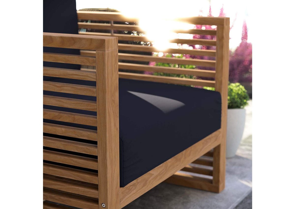 EEI-5606-NAT-NAV Carlsbad Teak Wood Outdoor Patio Armchair By Modway