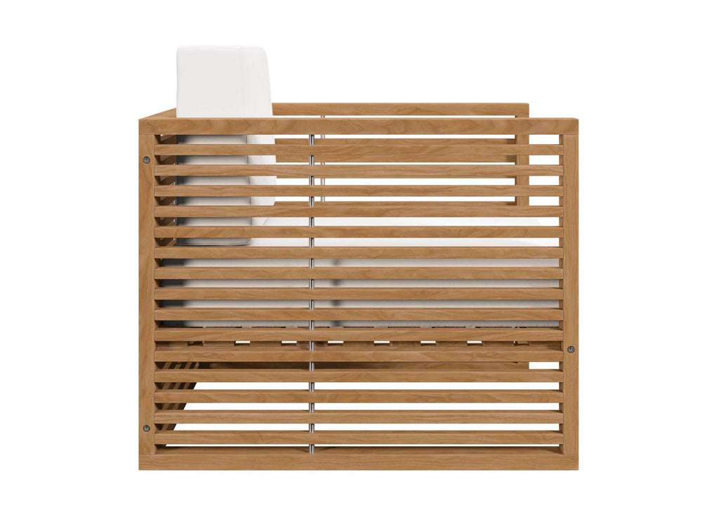 EEI-5606-NAT-WHI Carlsbad Teak Wood Outdoor Patio Armchair By Modway