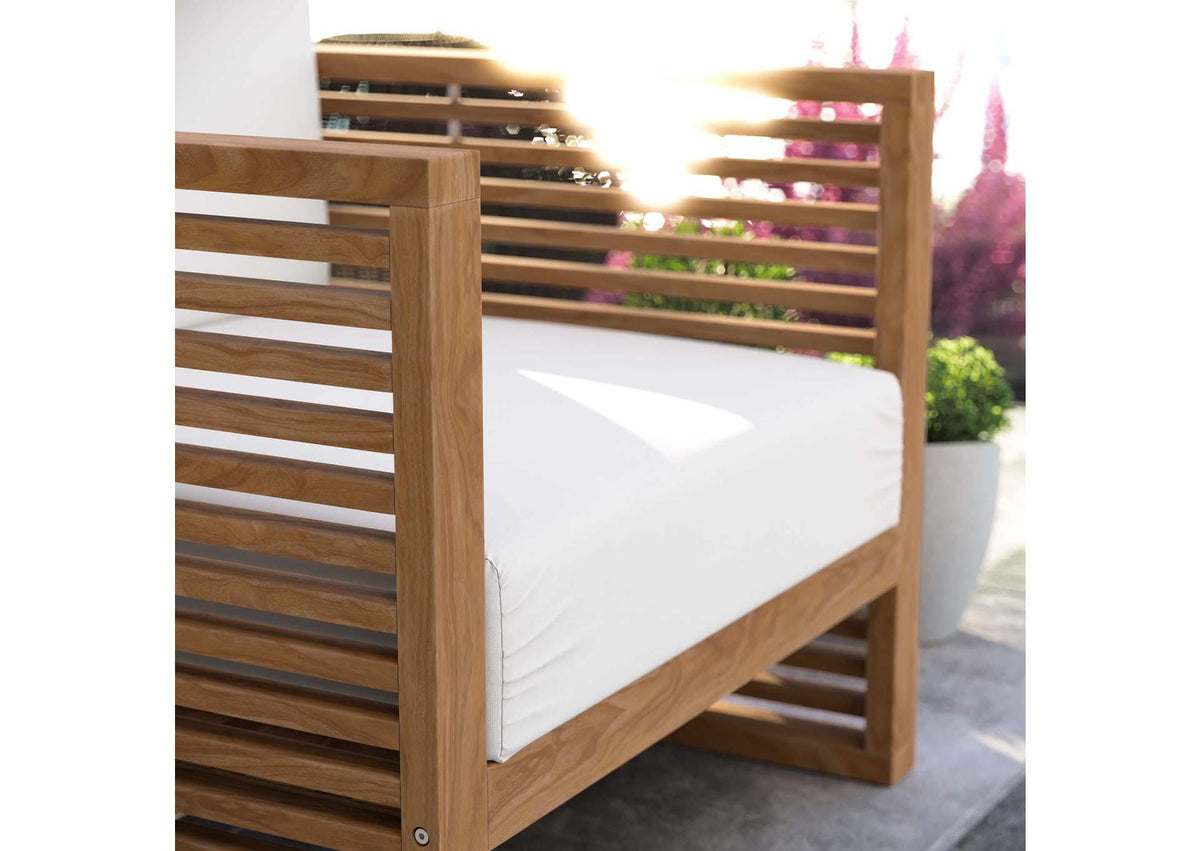 EEI-5606-NAT-WHI Carlsbad Teak Wood Outdoor Patio Armchair By Modway