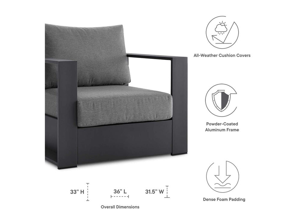 EEI-5675-GRY-CHA Tahoe Outdoor Patio Powder-Coated Aluminum Armchair By Modway