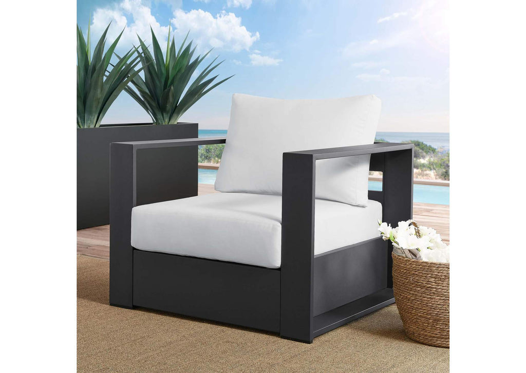 EEI-5675-GRY-WHI Tahoe Outdoor Patio Powder-Coated Aluminum Armchair By Modway