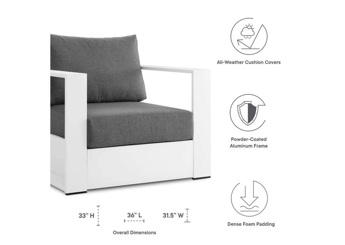 EEI-5675-WHI-CHA Tahoe Outdoor Patio Powder-Coated Aluminum Armchair By Modway