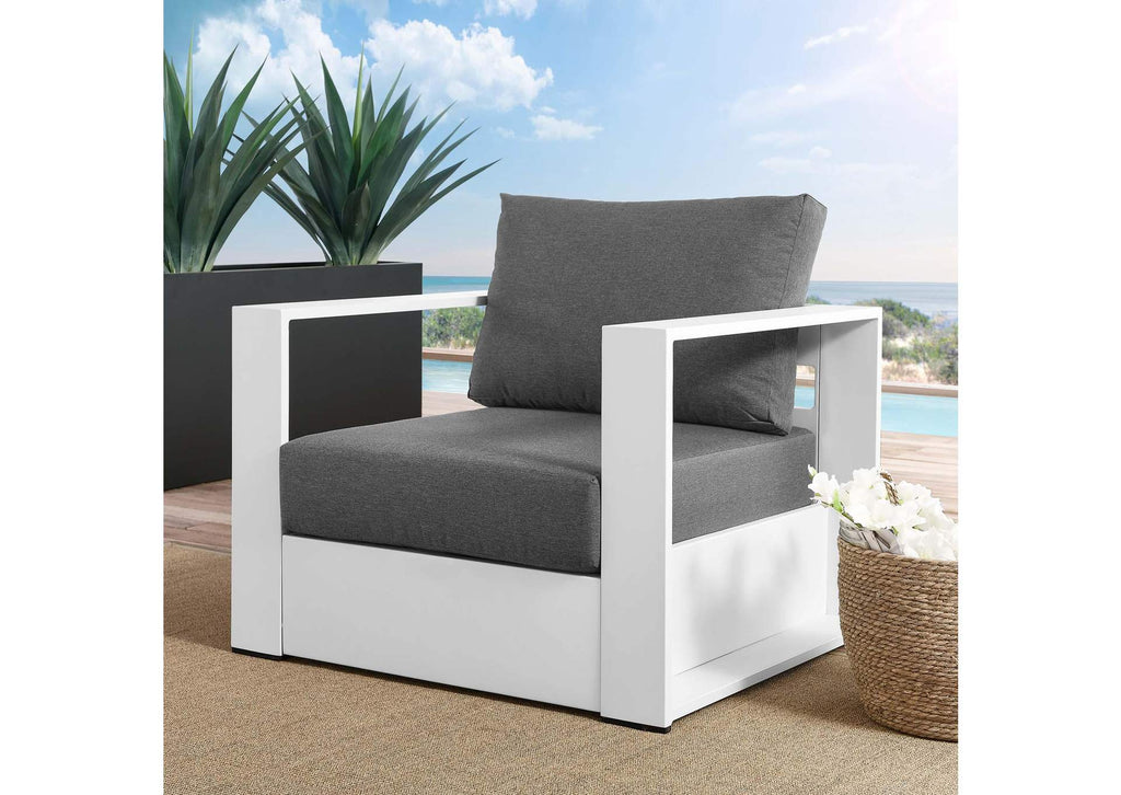 EEI-5675-WHI-CHA Tahoe Outdoor Patio Powder-Coated Aluminum Armchair By Modway