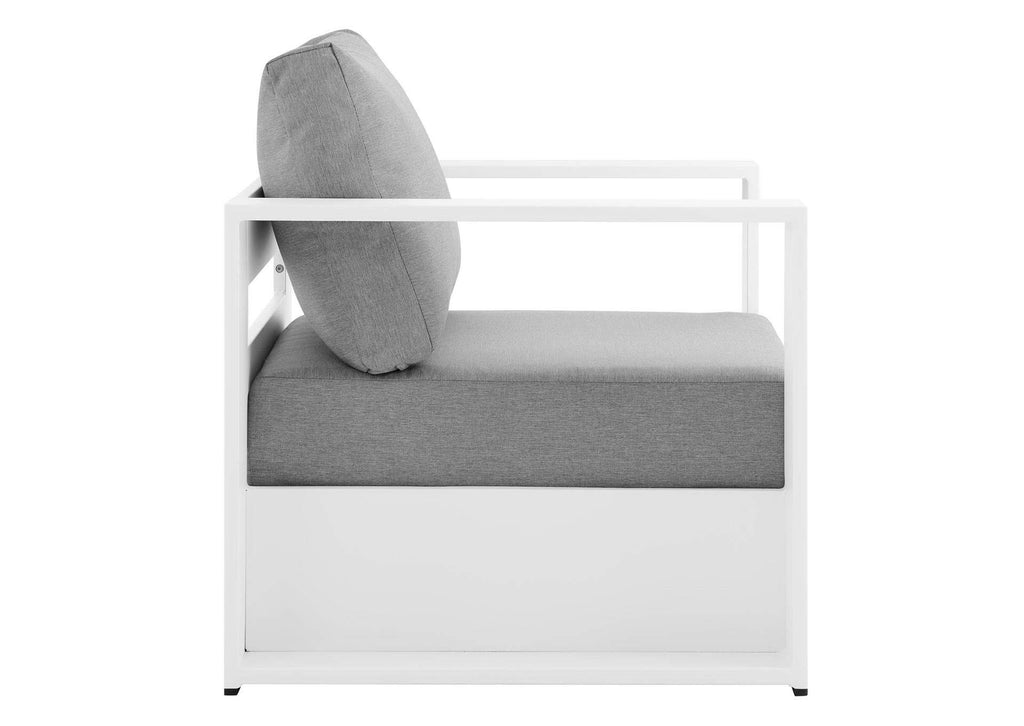 EEI-5675-WHI-GRY Tahoe Outdoor Patio Powder-Coated Aluminum Armchair By Modway