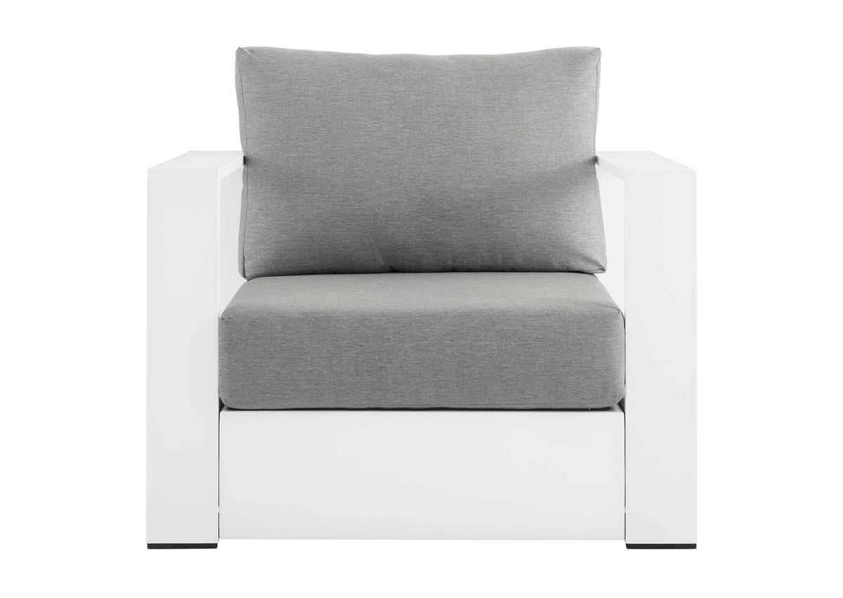 EEI-5675-WHI-GRY Tahoe Outdoor Patio Powder-Coated Aluminum Armchair By Modway