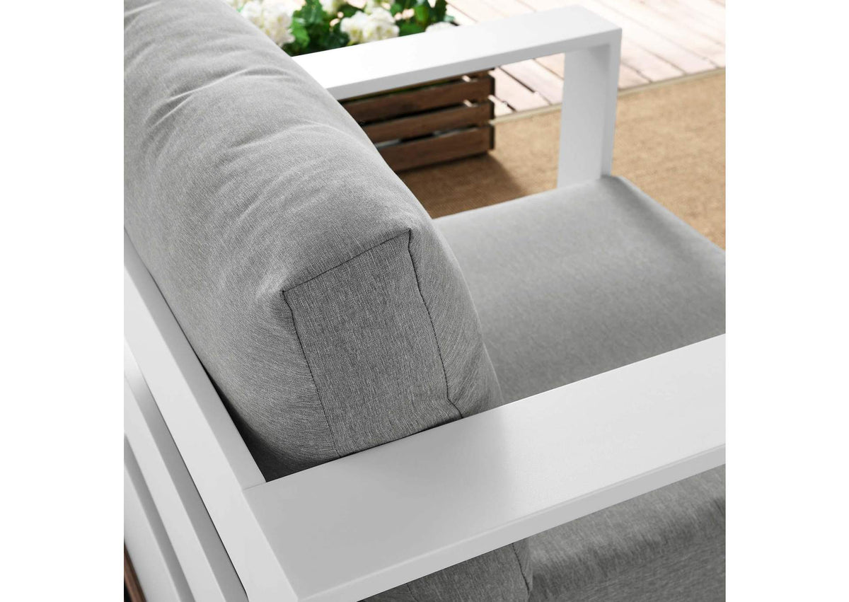 EEI-5675-WHI-GRY Tahoe Outdoor Patio Powder-Coated Aluminum Armchair By Modway
