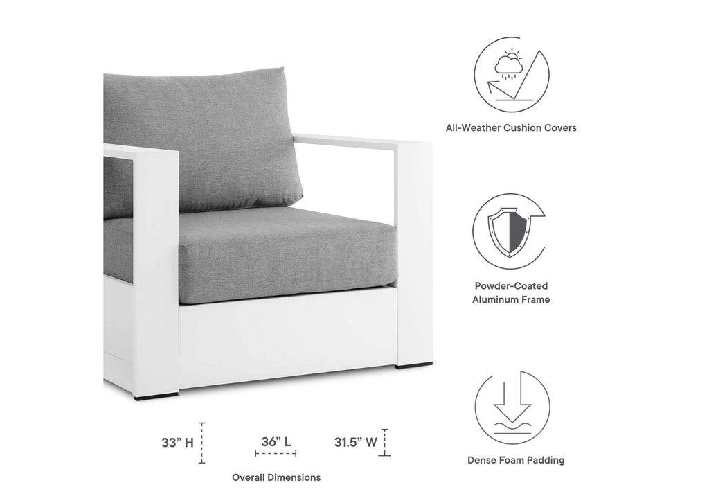 EEI-5675-WHI-GRY Tahoe Outdoor Patio Powder-Coated Aluminum Armchair By Modway
