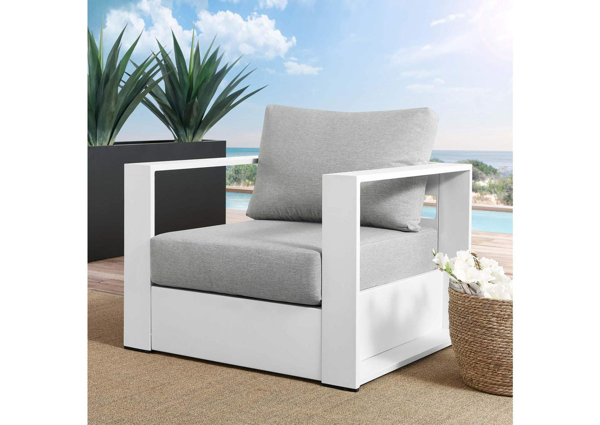 EEI-5675-WHI-GRY Tahoe Outdoor Patio Powder-Coated Aluminum Armchair By Modway