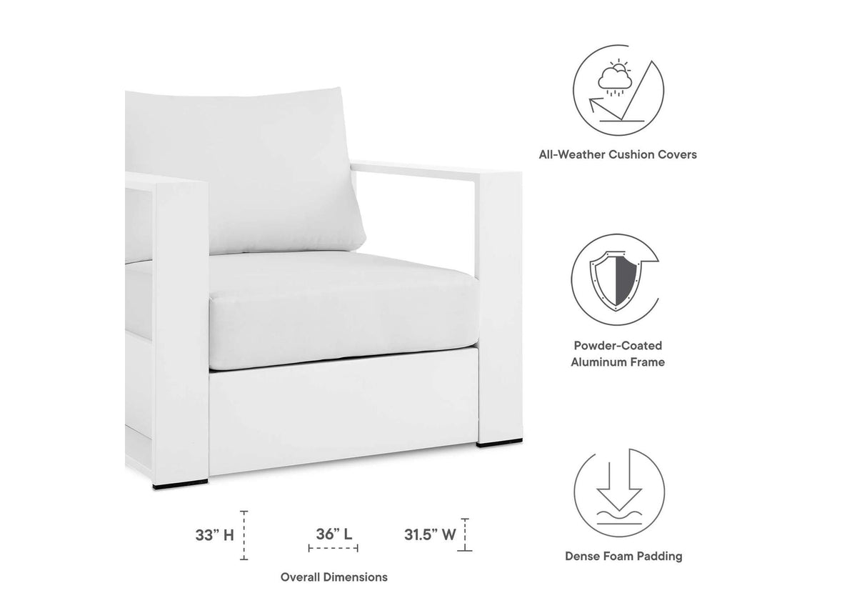 EEI-5675-WHI-WHI Tahoe Outdoor Patio Powder-Coated Aluminum Armchair By Modway