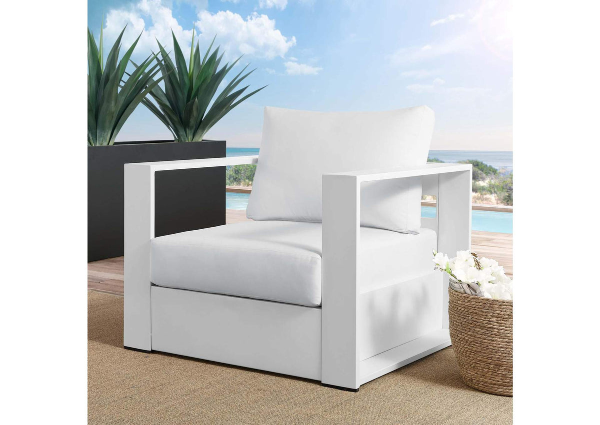 EEI-5675-WHI-WHI Tahoe Outdoor Patio Powder-Coated Aluminum Armchair By Modway