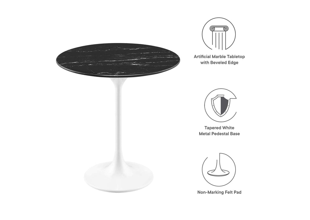 EEI-5680-WHI-BLK Lippa 20" Round Faux Marble Side Table By Modway
