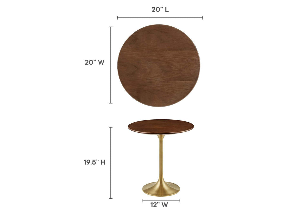 EEI-5684-GLD-WAL Lippa 20" Round Wood Side Table By Modway