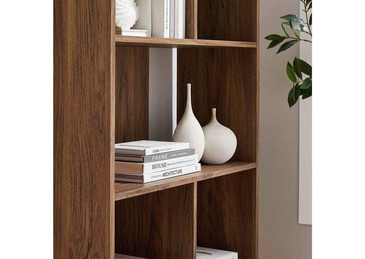 EEI-5743-WAL Transmit 5 Shelf Wood Grain Bookcase By Modway