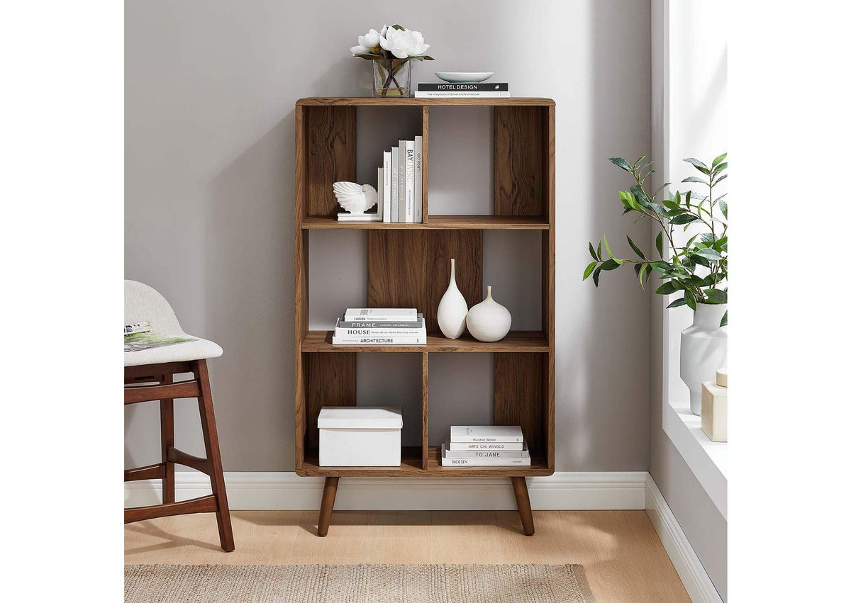 EEI-5743-WAL Transmit 5 Shelf Wood Grain Bookcase By Modway