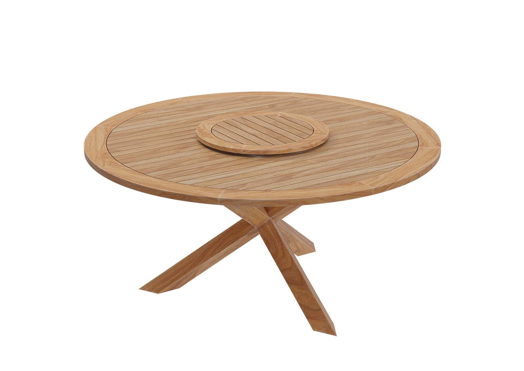 EEI-5745-NAT Wellspring 63" Outdoor Patio Teak Wood Dining Table By Modway