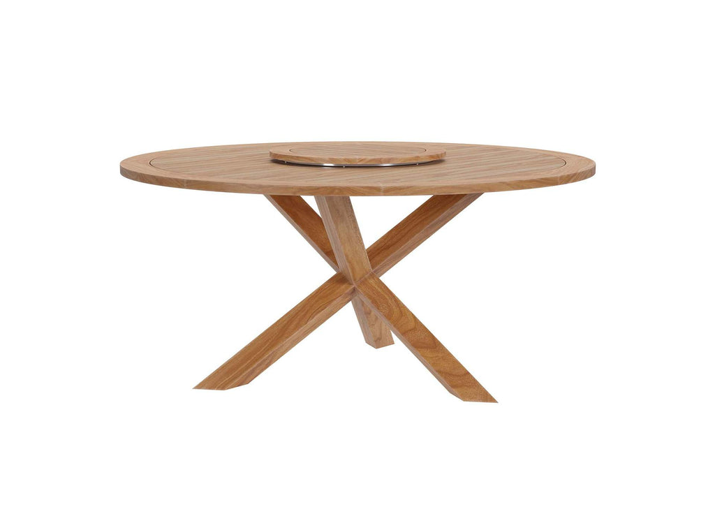 EEI-5745-NAT Wellspring 63" Outdoor Patio Teak Wood Dining Table By Modway
