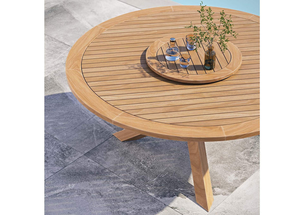 EEI-5745-NAT Wellspring 63" Outdoor Patio Teak Wood Dining Table By Modway