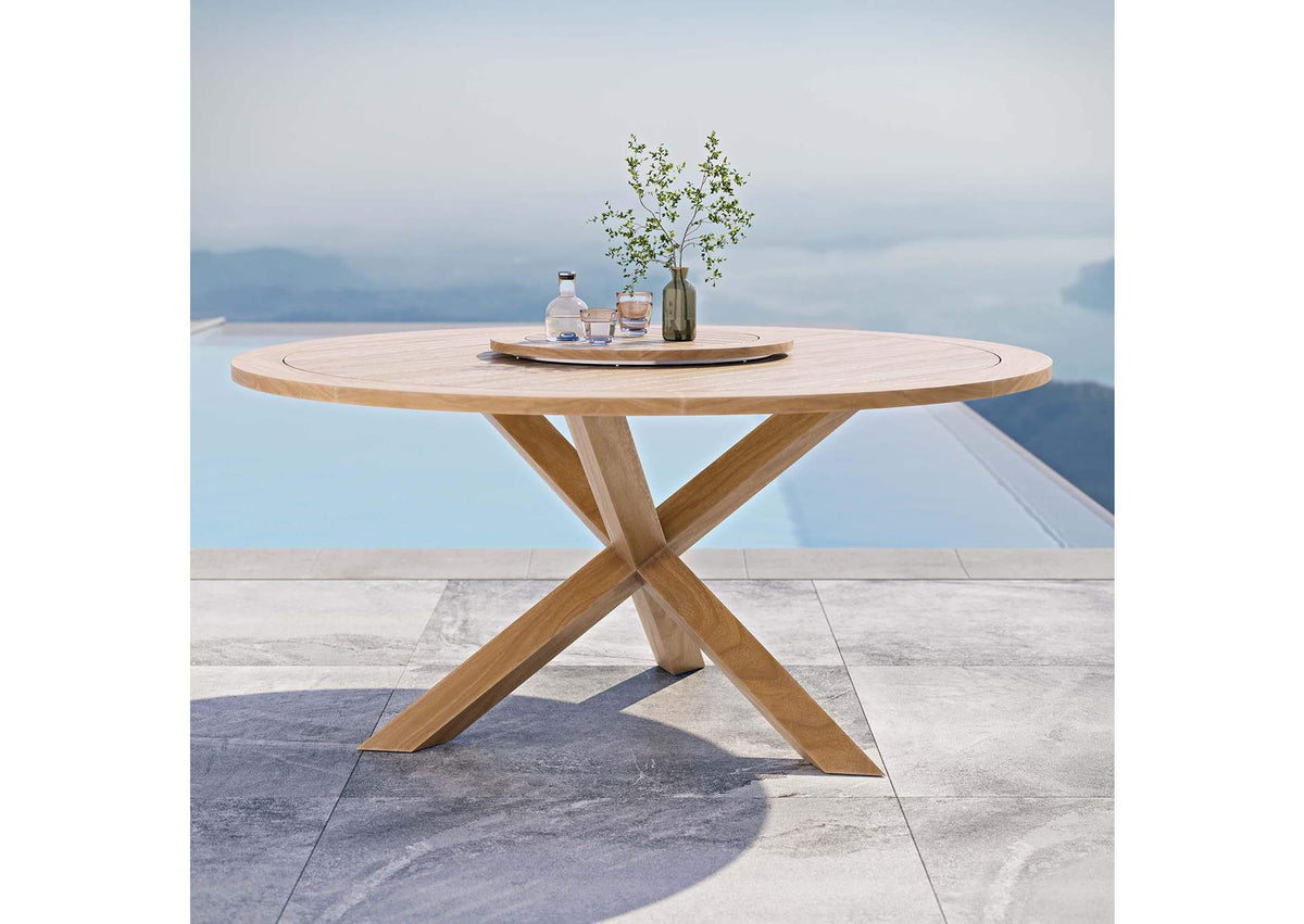 EEI-5745-NAT Wellspring 63" Outdoor Patio Teak Wood Dining Table By Modway