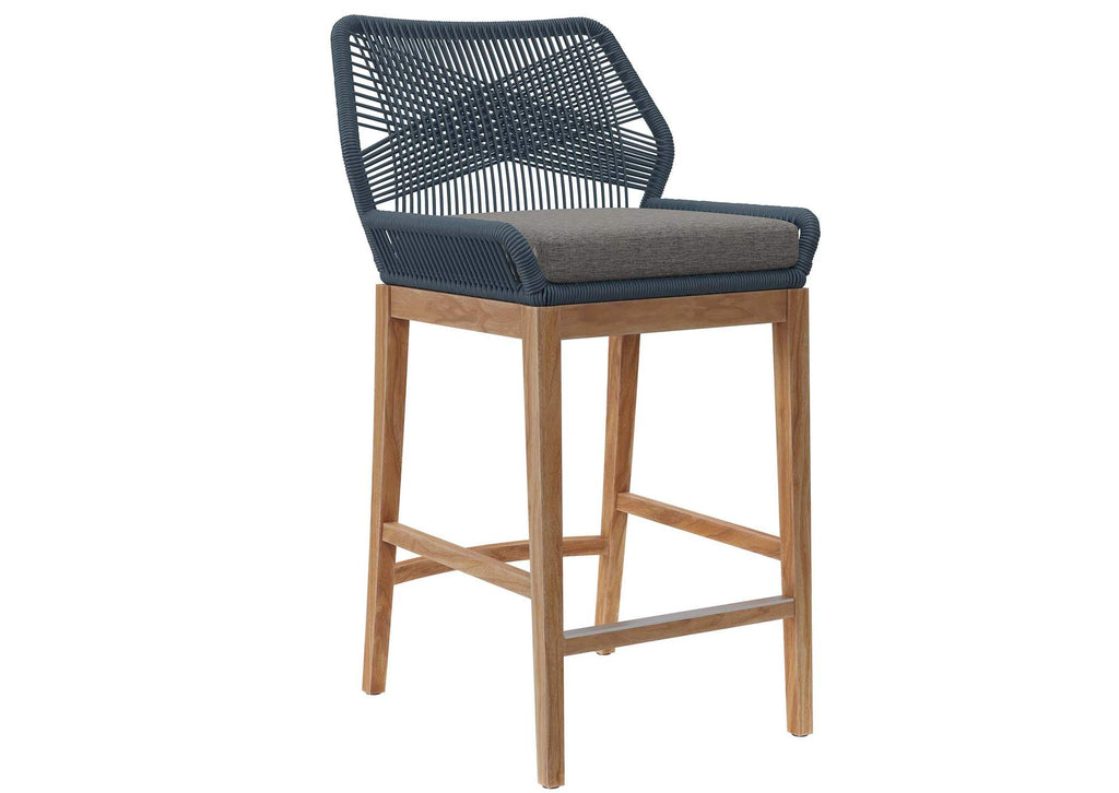 EEI-5746-BLU-GPH Wellspring Outdoor Patio Teak Wood Bar Stool By Modway