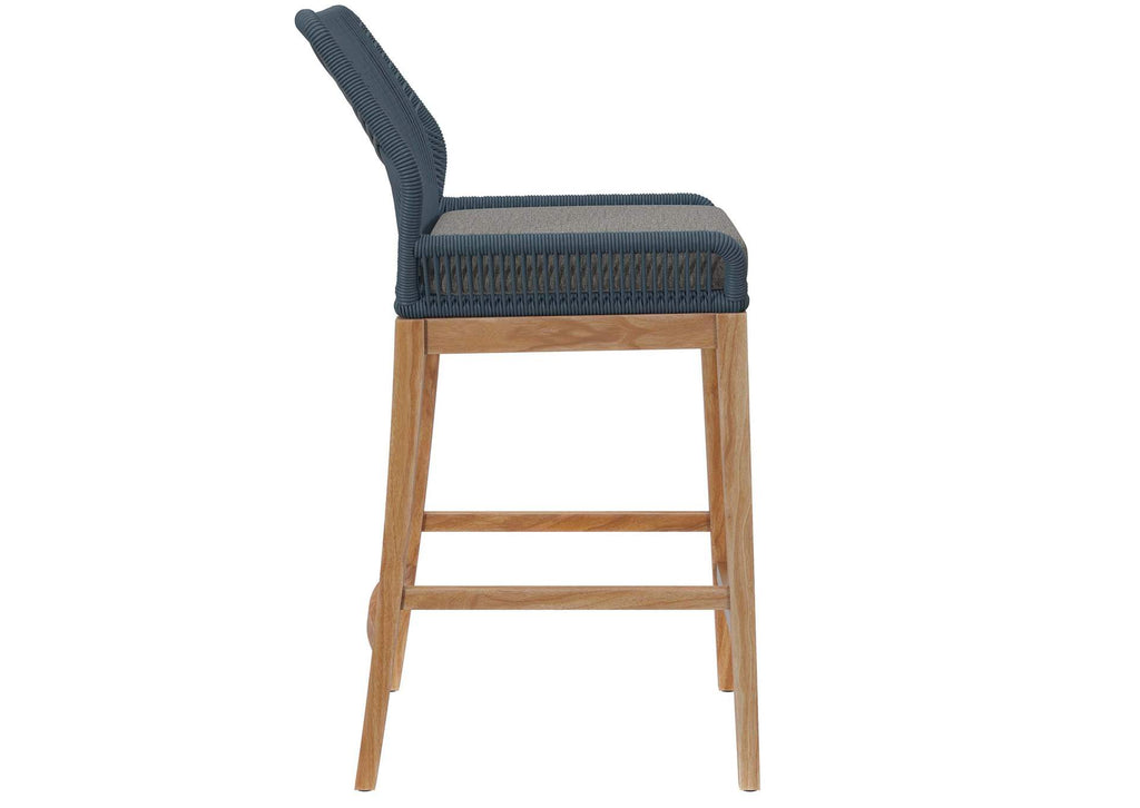EEI-5746-BLU-GPH Wellspring Outdoor Patio Teak Wood Bar Stool By Modway
