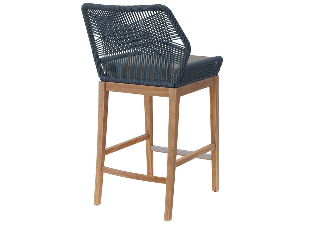 EEI-5746-BLU-GPH Wellspring Outdoor Patio Teak Wood Bar Stool By Modway