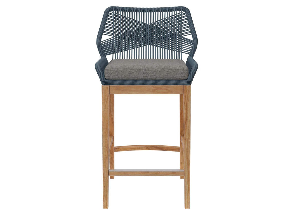 EEI-5746-BLU-GPH Wellspring Outdoor Patio Teak Wood Bar Stool By Modway