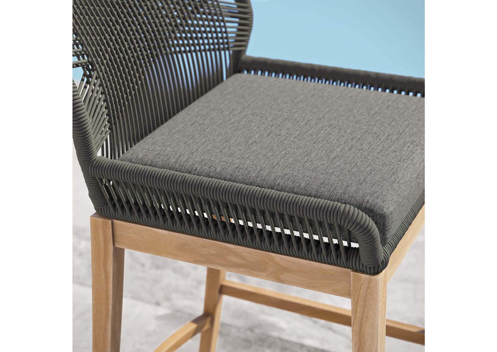 EEI-5746-GRY-GPH Wellspring Outdoor Patio Teak Wood Bar Stool By Modway