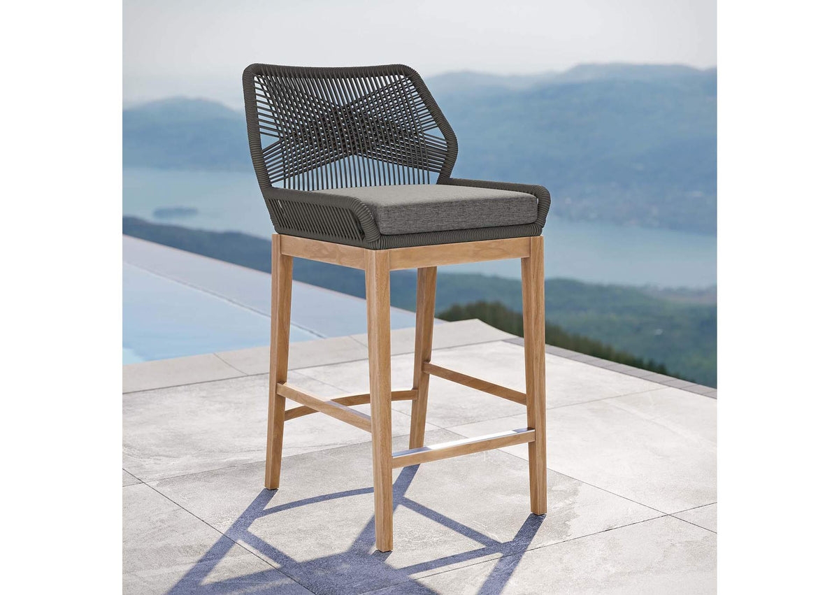 EEI-5746-GRY-GPH Wellspring Outdoor Patio Teak Wood Bar Stool By Modway