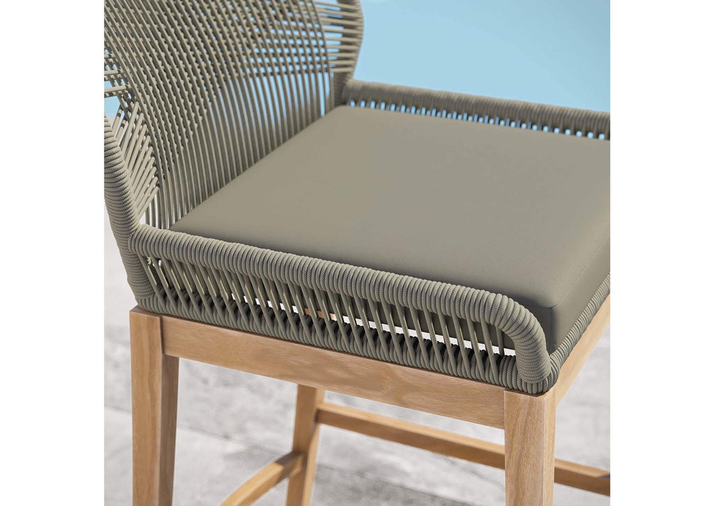 EEI-5746-LGR-GRG Wellspring Outdoor Patio Teak Wood Bar Stool By Modway