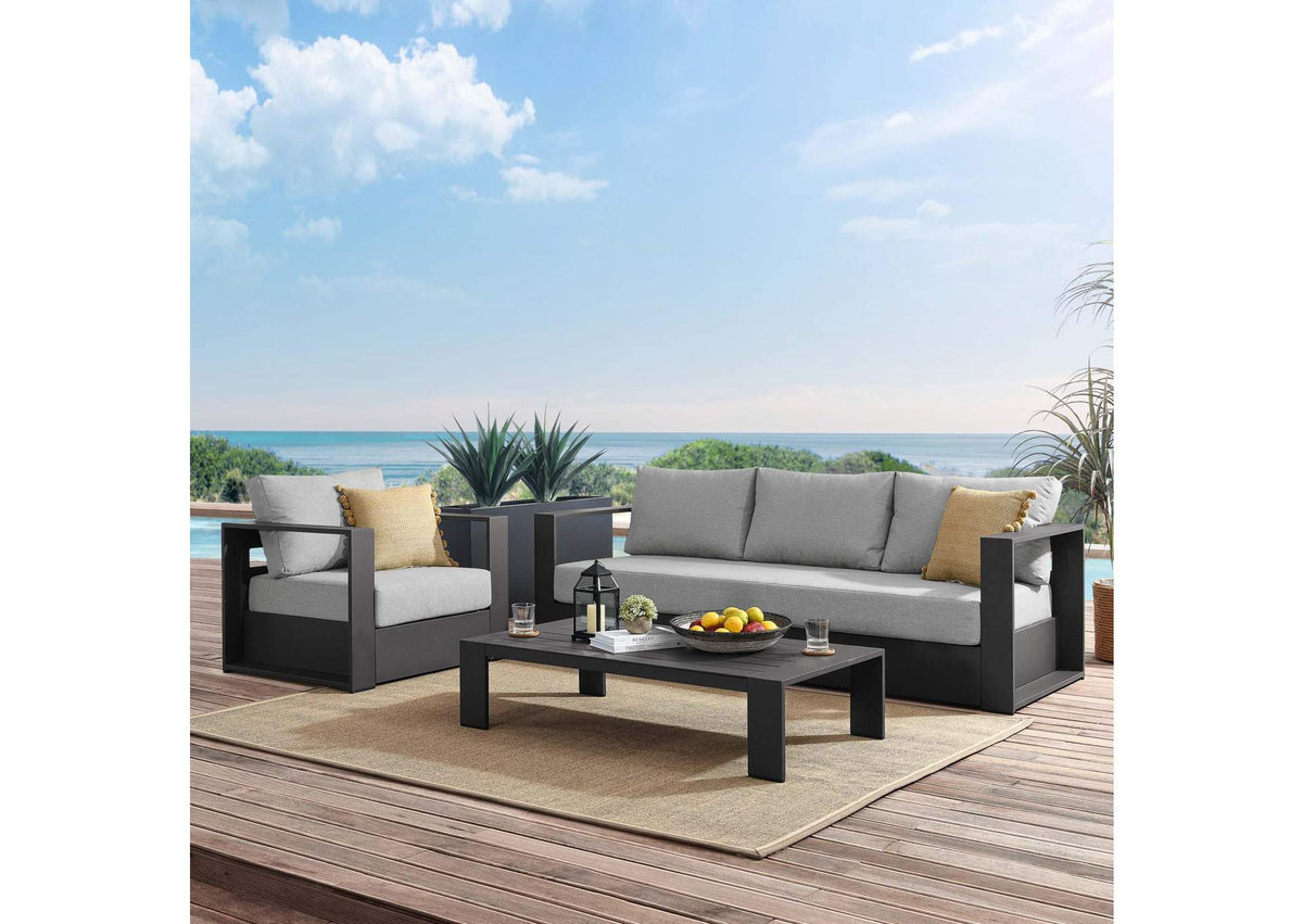 EEI-5748-GRY-GRY Tahoe 3-Piece Outdoor Patio Powder-Coated Aluminum Set By Modway