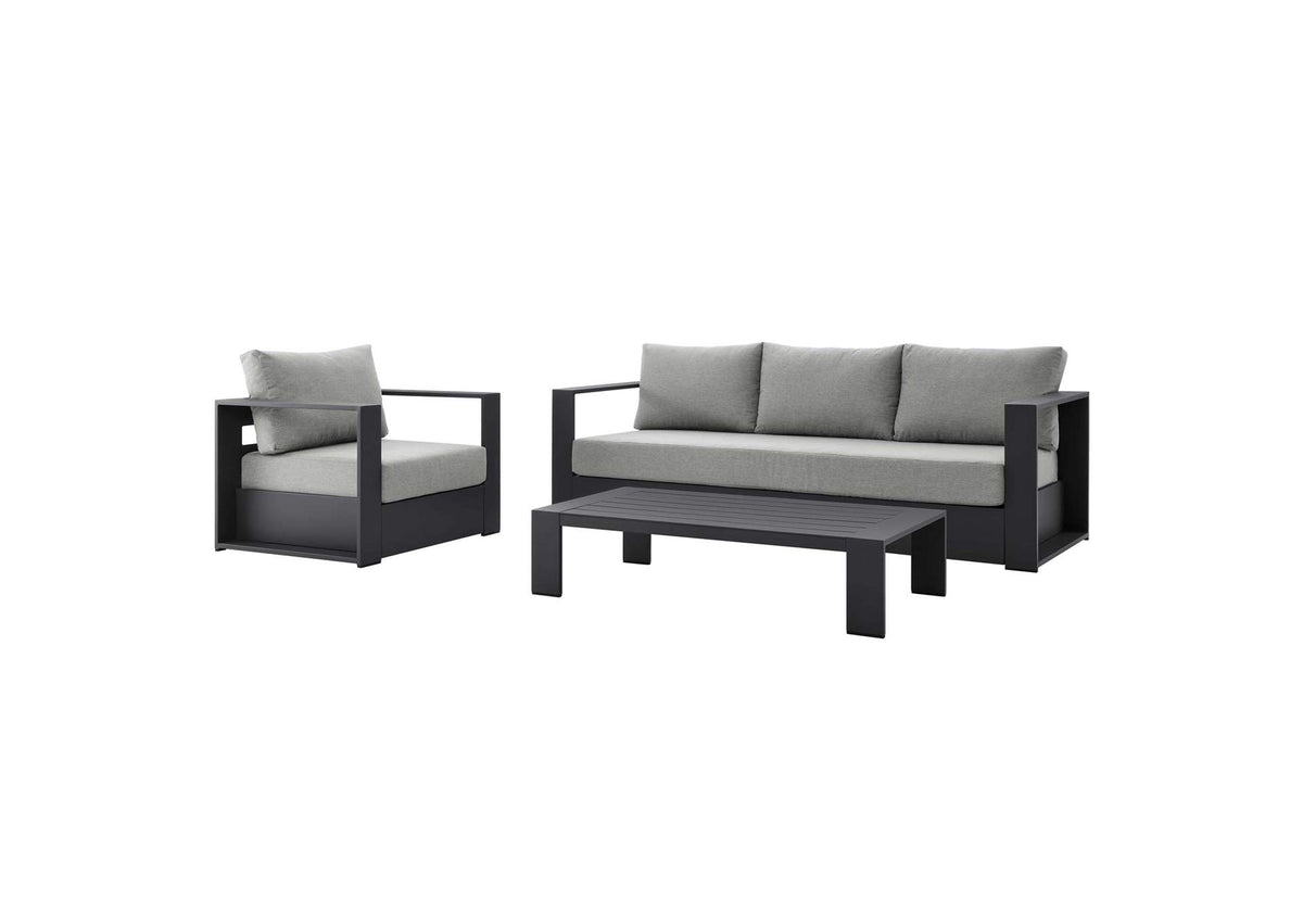 EEI-5748-GRY-GRY Tahoe 3-Piece Outdoor Patio Powder-Coated Aluminum Set By Modway